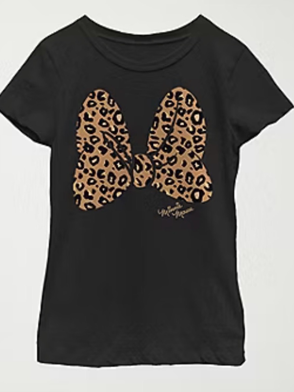 Disney Black Tee with Leopard Bow Graphic - girls size small (5/6)